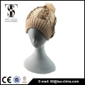 Marrón gris islandia chunky knit jacquard invierno sombrero con pom-pom